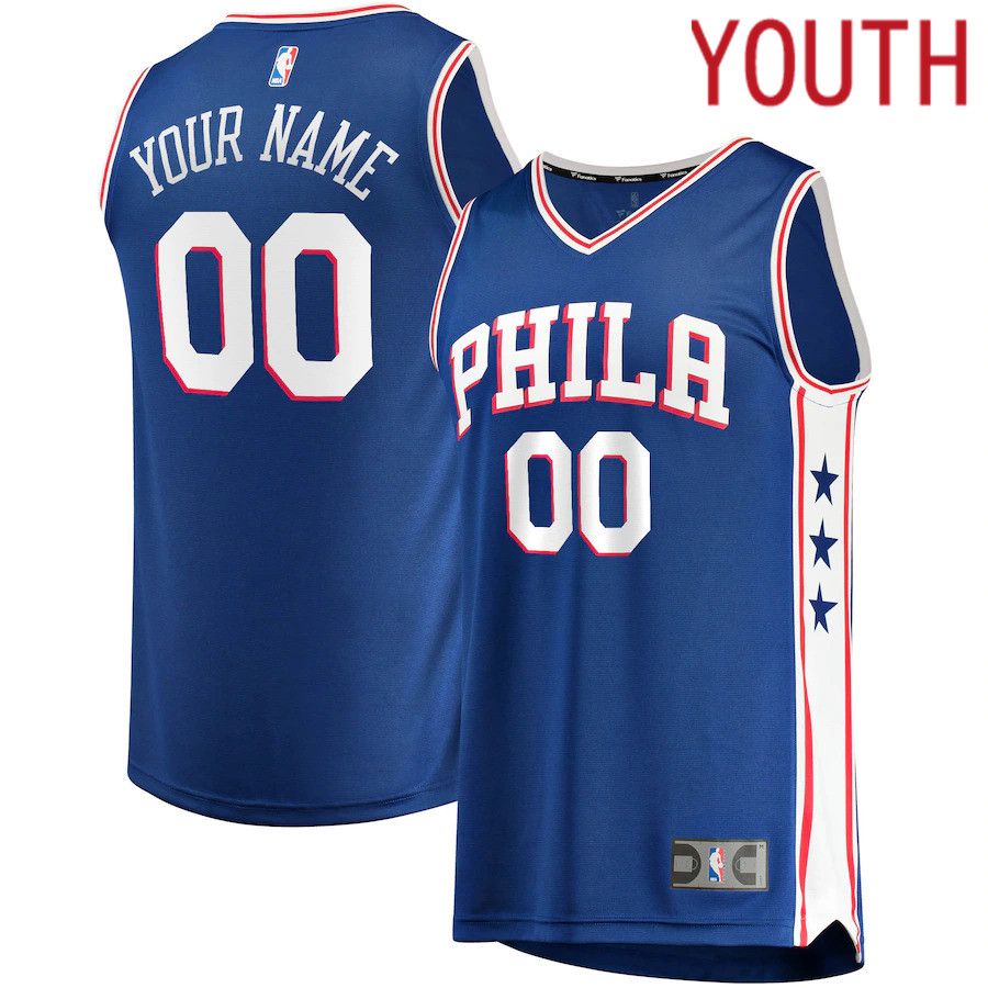 Youth Philadelphia 76ers Fanatics Branded Royal Fast Break Custom Replica NBA Jersey->youth nba jersey->Youth Jersey